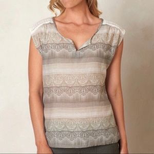 PRANA • “Illiana” Silk & Organic Cotton Lace Slightly Sheer Blouse Top - Size L